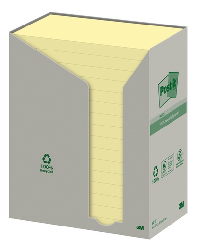 [392479] Memoblok Post-it 655 76x127mm recycled geel 16x100 vel